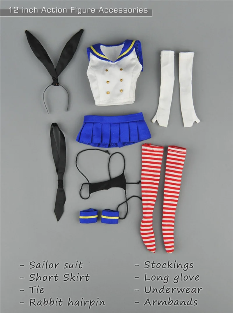 

1/6 Scale Soldier Sailor Rabbit &Girl Clothing Set Model for 12'' Female