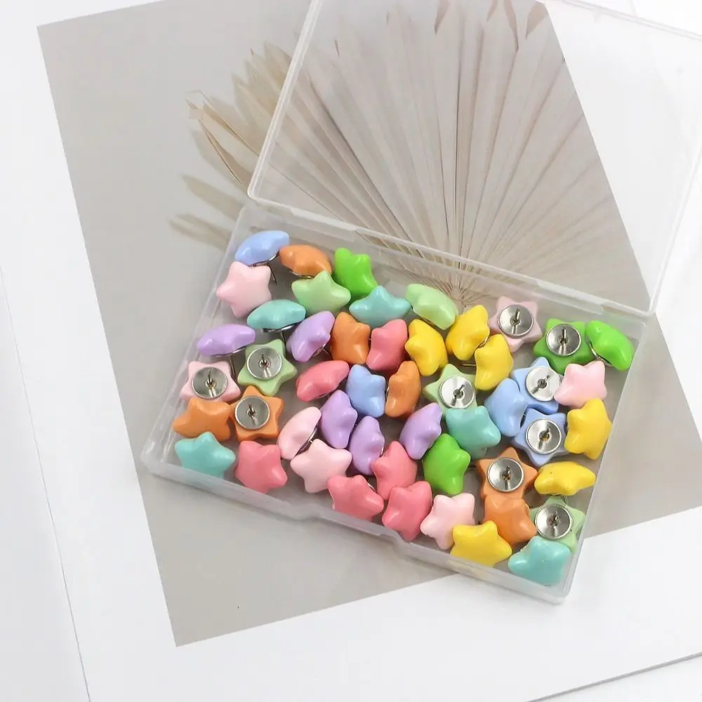 Pentagram Push Pins 3D Macaron Star Shape Pushpins Thumb Tacks with Box Reusable Blackboard Push Pins Office Binding Supplies