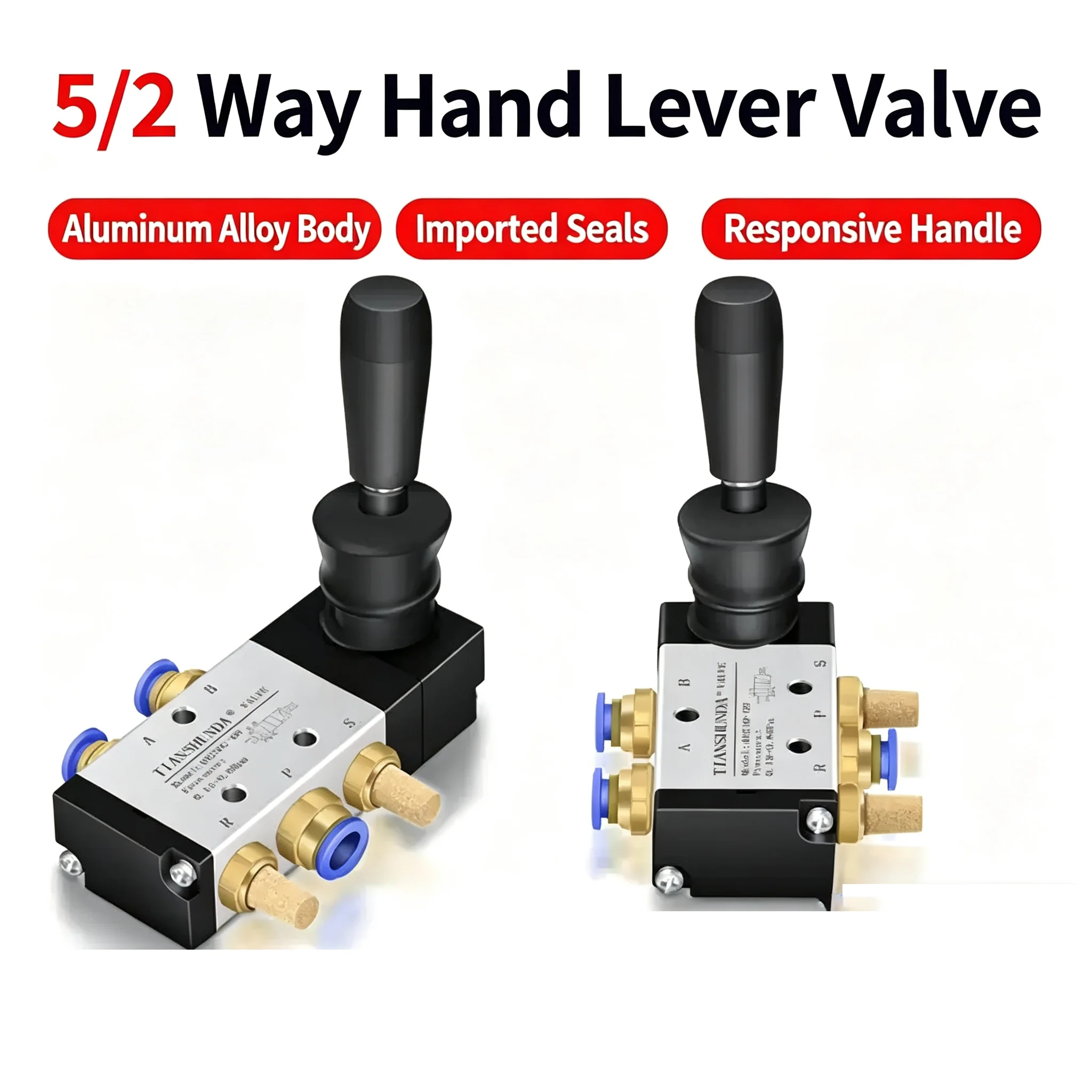 Pneumatic Control Valve 5/2 Way Hand Lever Operated Control Valve 4H210-08/4H310-10/4H410-15 2 Position 5 Port Air Manual Valve