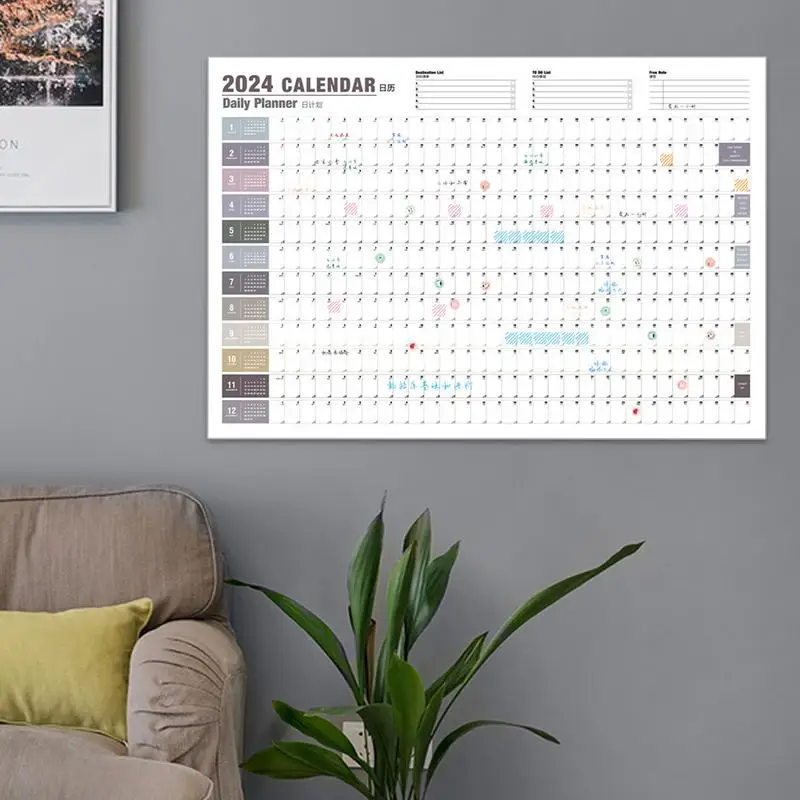 365 Poster Calendar 12-Month Annual Yearly Wall Planner 2024 Wall Calendar Poster Calendars 2024 Yearly Planner Jan 2024 – Dec