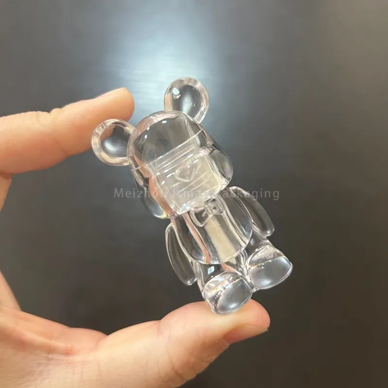 

50Pcs Cute Clear White Pink Purple Kids Bear Lip Gloss Empty Bottle with Applicator Refillable Cosmetic Packaging Tube