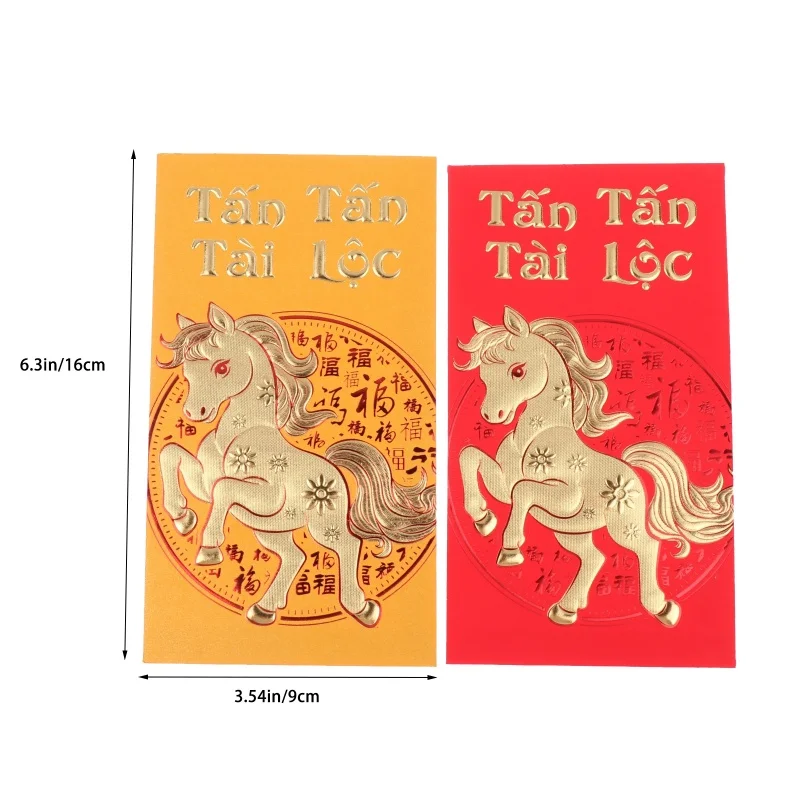 6 قطعة 2026 السنة الصينية الجديدة المغلفات الحمراء السنة القمرية الجديدة محظوظ حقيبة المال لمهرجان الربيع والزواج