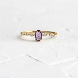 Aide 925 Sterling Silver Gold Single Round Zircon Crystal Rings Women Cubic Zirconia Jeweled Leaf Loop Wedding Engagement Ring