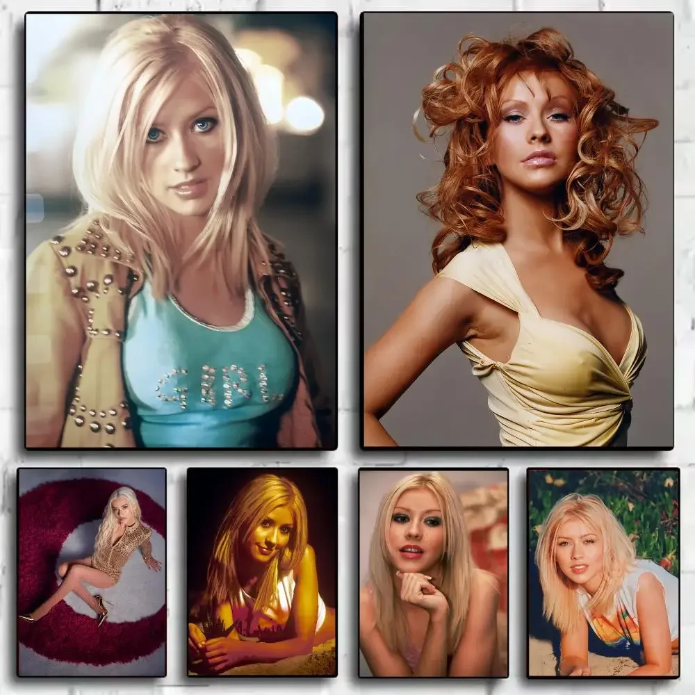 United States Singer C-Christina Aguilera Poster Stickers Painting Self-Adhesive Wall Decals for Bedroom Living Room Home Decor