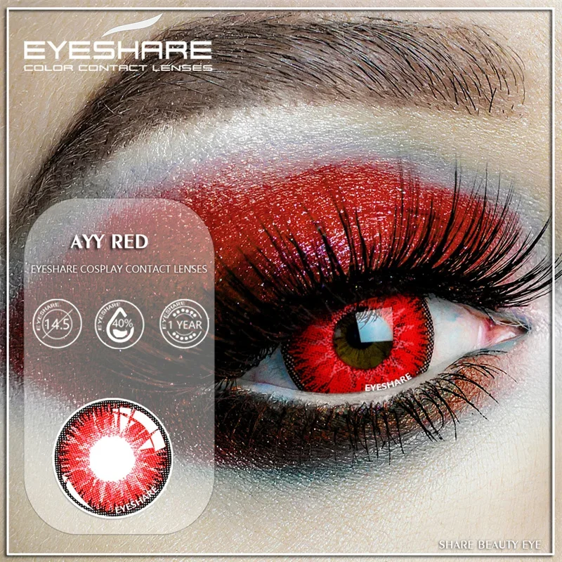 Eyeshare-lentes de contato para halloween e cosplay, cor, cosméticos, bela pupila, para os olhos, 2pcs