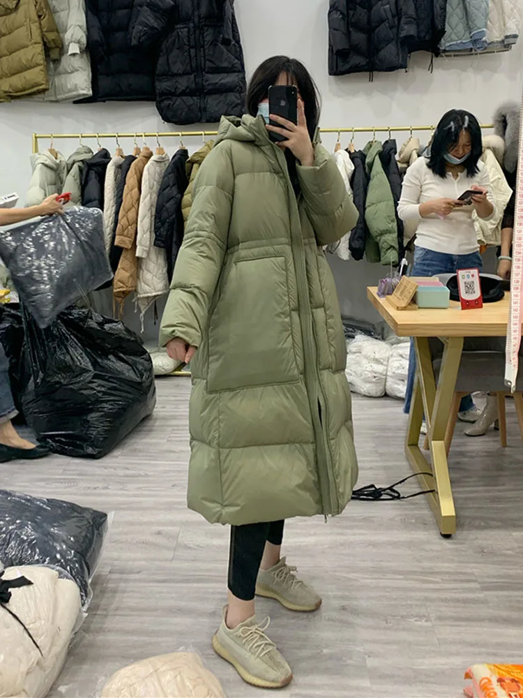 2022 Women Down Jacket Long Winter Oversized Warm Thick Casual Coat Female High Street Bat Sleeve Large Size Down Parkas