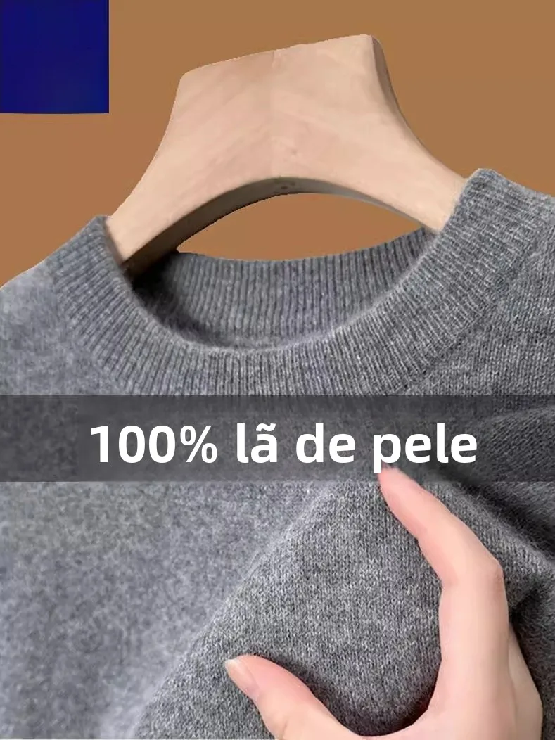 Suéter Masculino de Lã Grossa TUCANO Gola Redonda Meio Alta Moda Inverno Estilo Urbano Manga Longa Básico