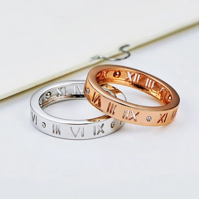 Atlas Roman Numerals Ring with Rhinestone 18K Gold Plated High Quality Gift Party for Wome #RG97449