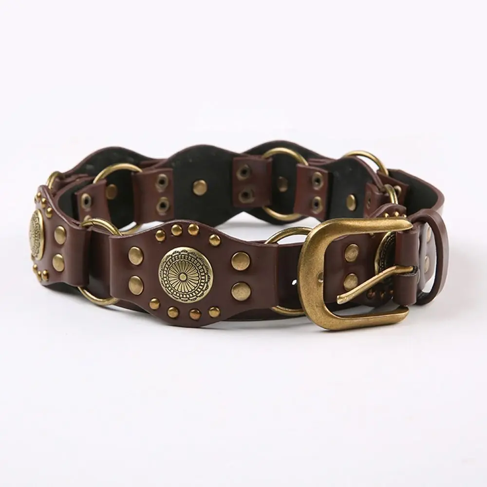 Grommet PU หนังเข็มขัดเอว Vintage Rivet Gothic Steampunk เอว Cinch เข็มขัดกว้าง y2k เข็มขัดกางเกงยีนส์หญิง