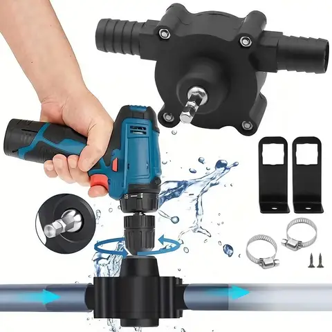 Portable Electric Drill Pump Diesel Crude Oil Fluid Water Transfer Pump Self Priming Heavy Duty Large Flow Fluid Pump for Garden Home Outdoor Pool Aquarium Change Vehicle Liquid Transferring