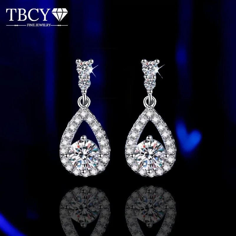 

TBCYD Серьги с муассанитом в форме капли воды, стерлинговое серебро 925 пробы, 1 карат D, цвет, серьги с муассанитом и бриллиантами для женщин, свадебные подвески