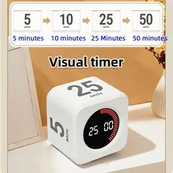Digital Visual Timer Positive/Countdown Silent Timer 60 Minutes Rechargeable Gravity Sensor Timer for Cooking Study Shower