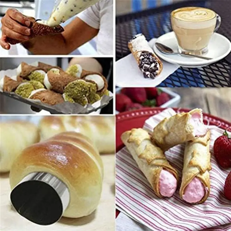 KYCOR-Brioche Bread Loaf Cannoli Tubes Stainless Steel Cannoli Forms 15Pcs Non-Stick Cream Horn Danish Pastry-Molds Durable