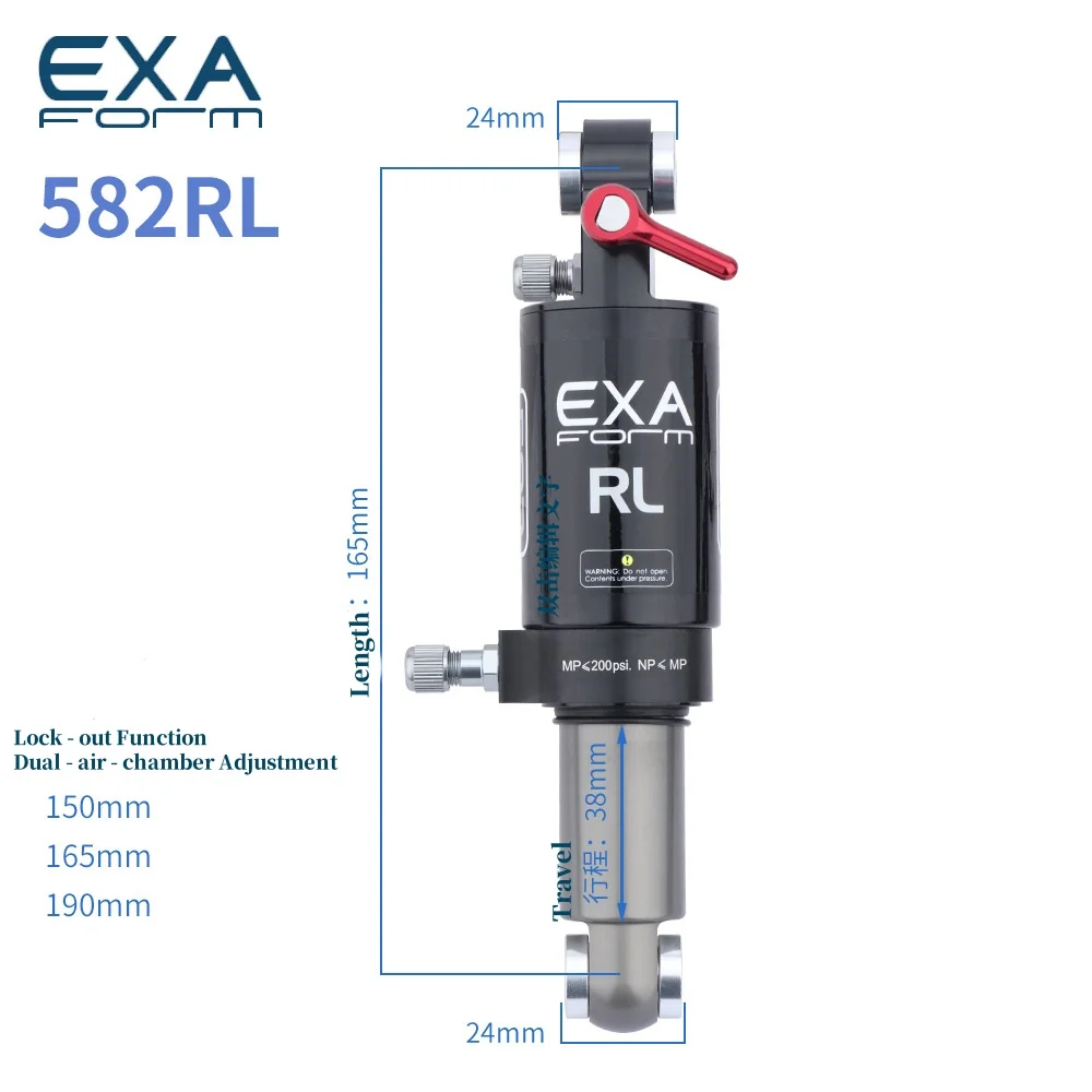 1 pcs KS EXA  Bike Air Shock Absorber 150/165/190mm 588RL 582RL 562RL MTB Damping Single/Double Air Chamber Bicycle Rear Shock