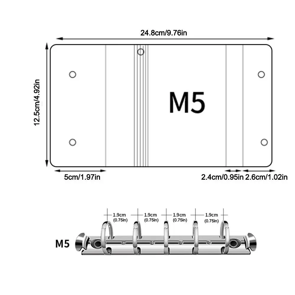 M5 Notebook Cover Double Button Cover Loose Leaf Binder Cover Transparent Inner Pages Hand Account Diary