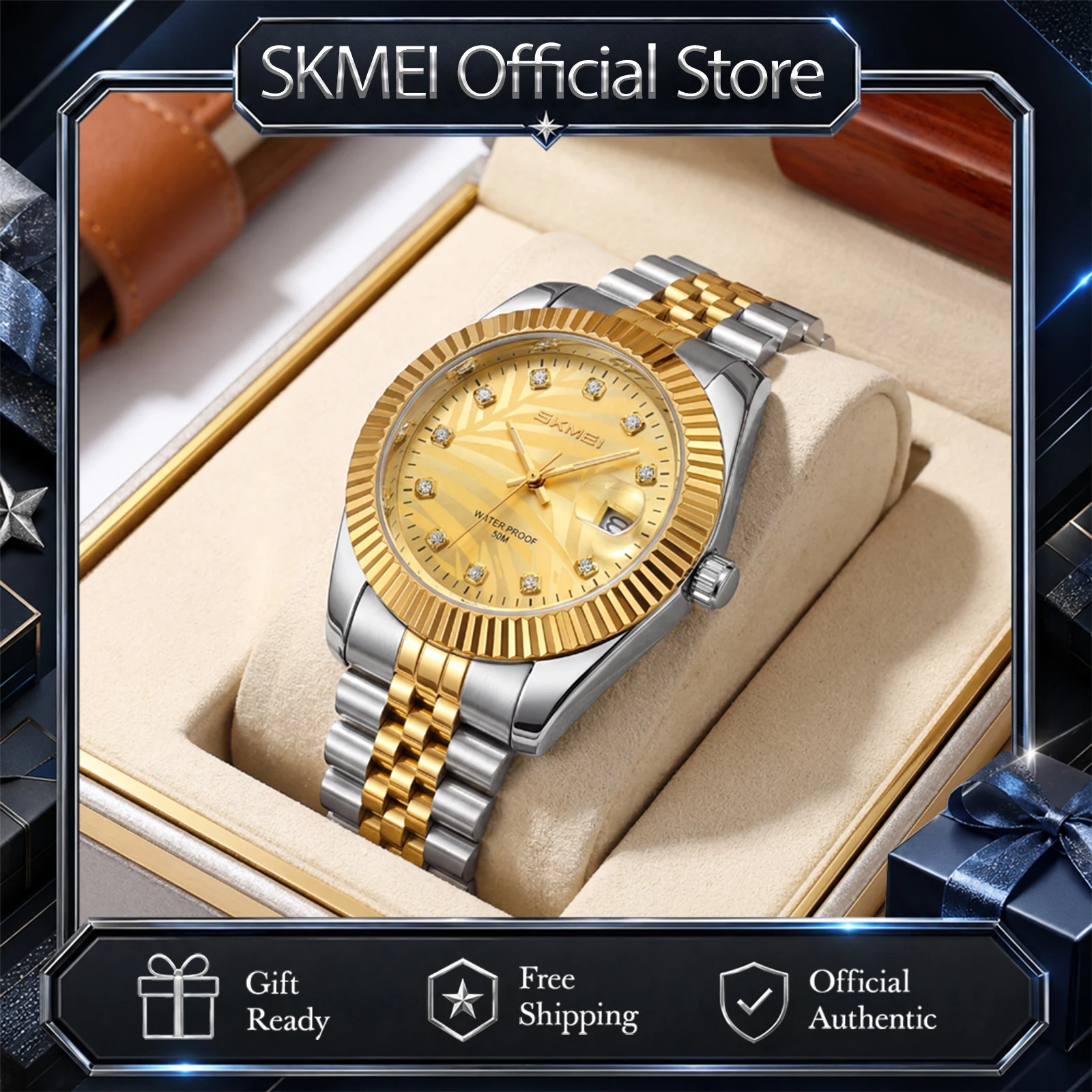 Vintage Fashion Complete - SKMEI 9418 ファッションメンズクォーツ腕時計 防水ビジネス腕時計 時刻・日付表示 記念日・誕生日プレゼントに最適