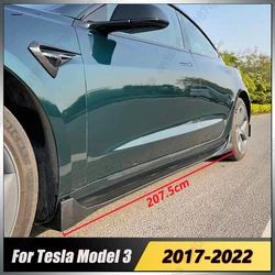 Dla Tesla Model 3 2017-2022 4 sztuki ABS Gloss Black Car Side Skirt Side Bumper Extensions Spoiler Diffuser Guard Cover Body Kits