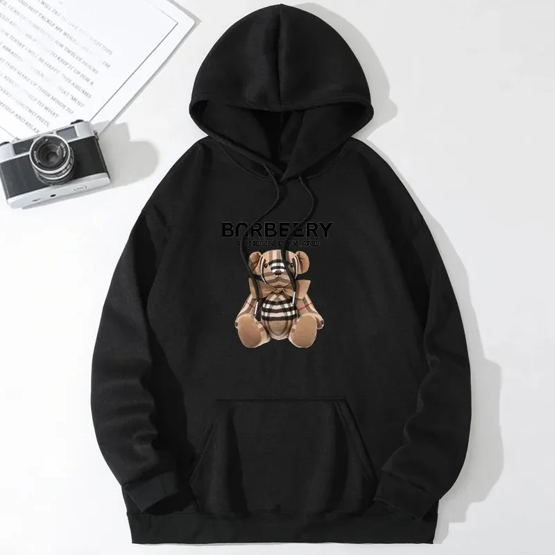 Street Baseball Teddy Bear Boy Hoodie For Mens Funny Warm Sweatshirt Novelty Fleece Streetwears Harajuku Fashion Hoodies Male