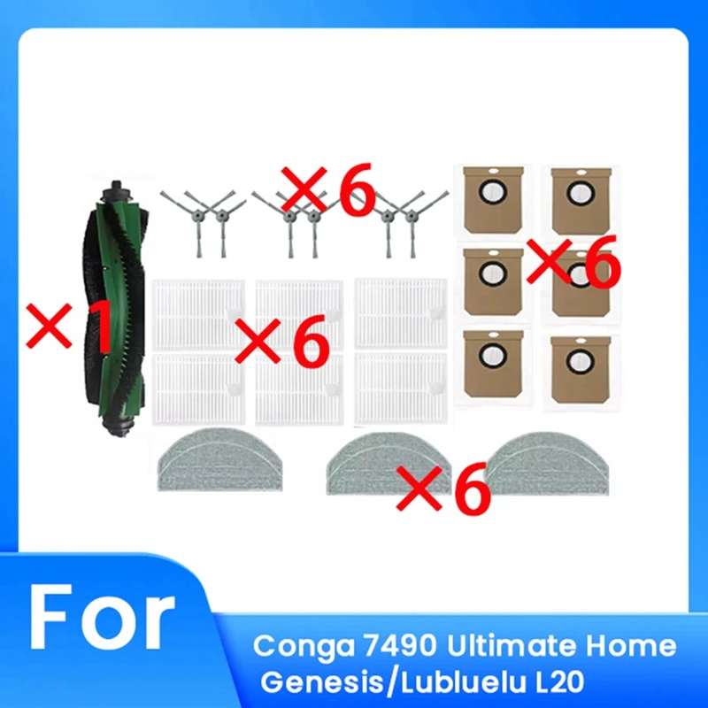 AU-25 Pcs For Conga 7490 Ultimate Home Genesis/Lubluelu L20 Sweeping Robot Accessories Cleaner Parts Replacement