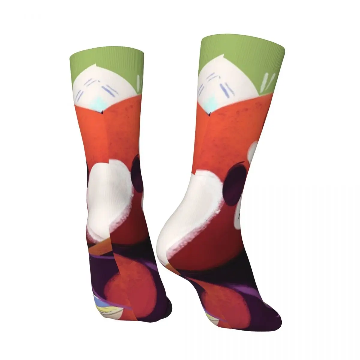 Funny Happy Men's Compression Socks Red Panda Eating Ramen Retro Harajuku Red Panda Hip Hop Novelty Casual Crew Crazy Sock