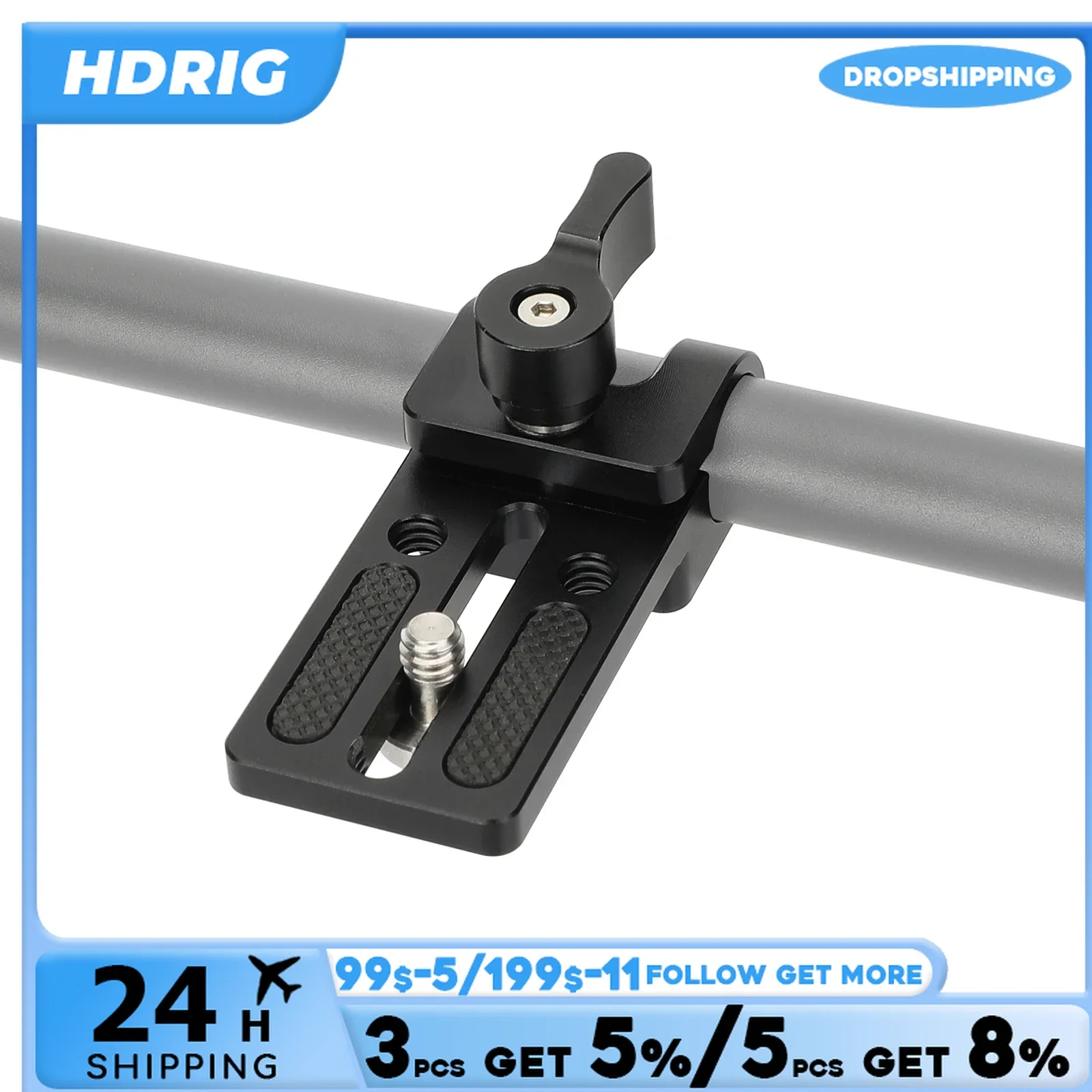 HDRIG Mini Mounting Cheese Plate Camera  Baseplate with 15mm Rod Clamp Mount Adapter For Monitor Tripod Cage Rig Kit