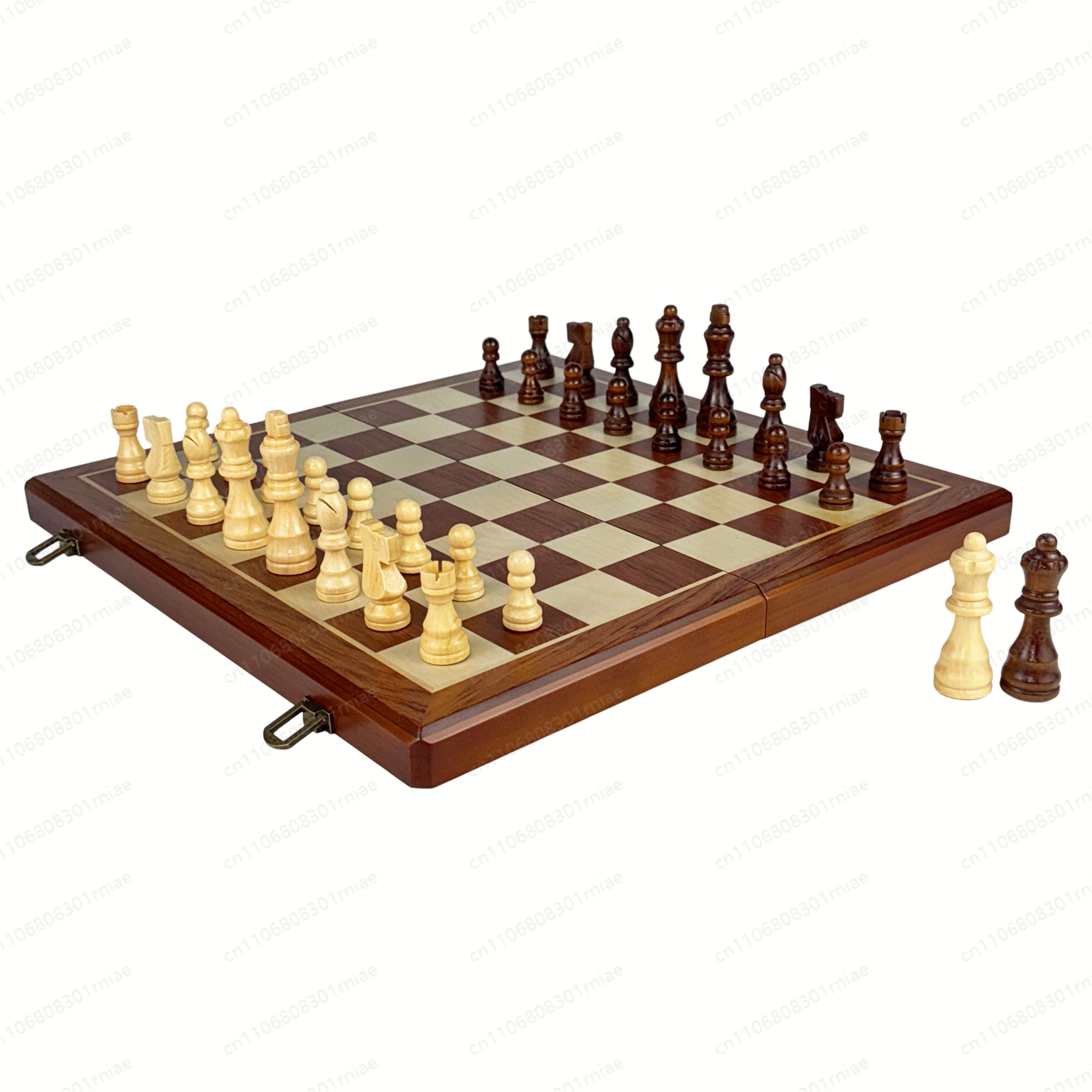 Foldable magnetic luxury wooden chess set with chess table and box, portable, suitable for children's education