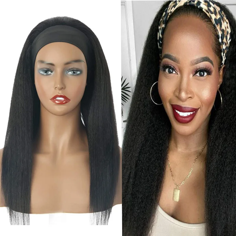 

Европейские и американские парики Африканские женские головные уборы с повязкой для волос Черные длинные прямые волосы Парики яки