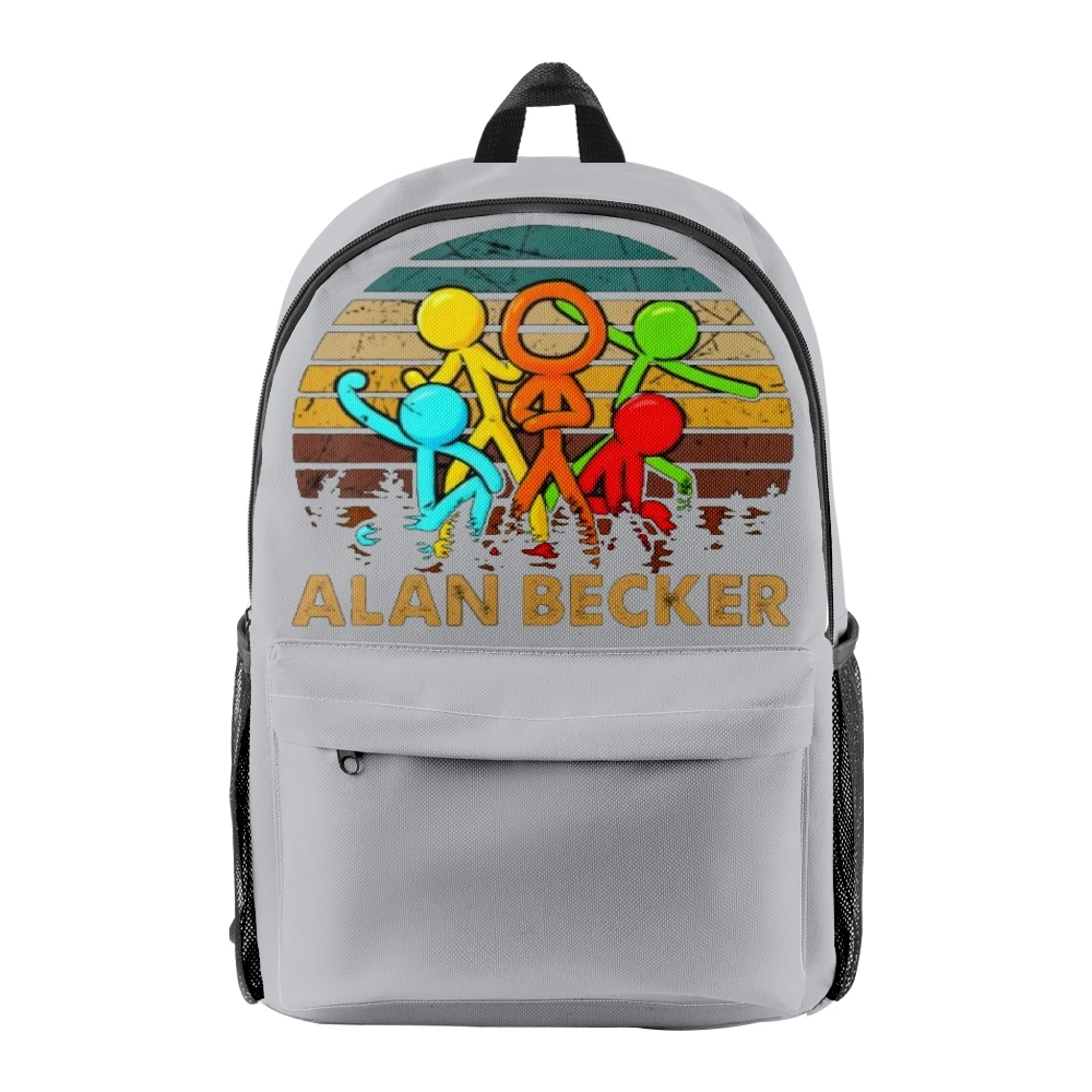 Alan Becker Merch Ransel Tas Sekolah Anak-anak Dewasa Hip-Hop Daypack 2023 Harajuku Ritsleting Tas Traval Uniseks Tas Lucu