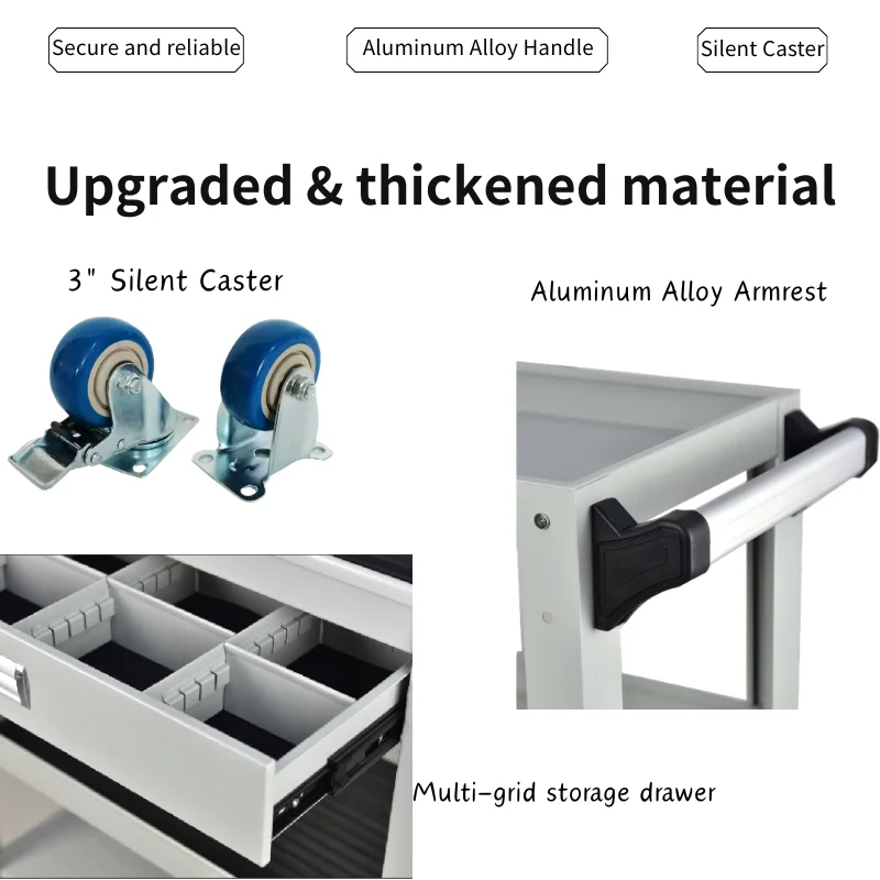 G-105H Heavy Duty 3-Tier Service Cart Drawer 160kg Load Capacity 12-Month Warranty for Auto Repair Vehicle Equipment)