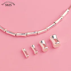Genuine Real Pure Solid 925 Sterling Silver Beads 18k Gold Bamboo Bone Shape Loose Bead Spacers Jewelry Making Findings