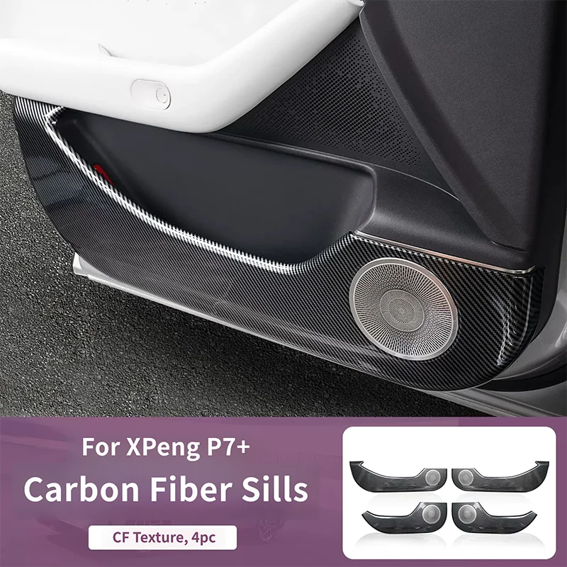 For XPENG P7+ 2026 2027 Front & Rear Door Plate Guards ABS Inner Protector Cover Plate Trim Anti-Dirty Bumper Welcome Kick Pad