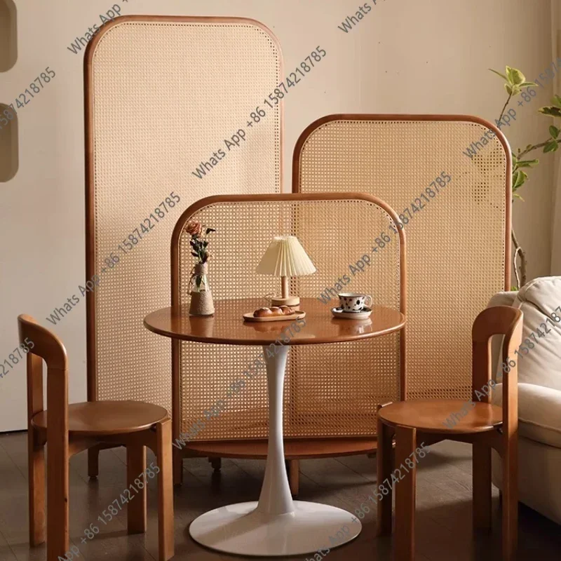 Sp bN C Aesthetic Screen Partition Solid Wood Rattan Shading Movable Partition Room Divider Biombos Decoration Screens Room Divi