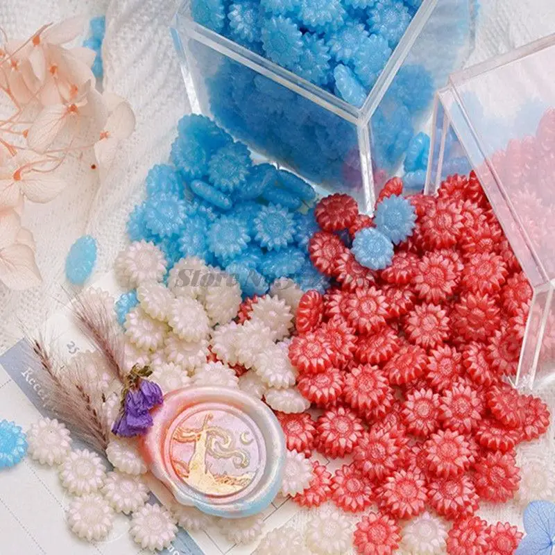 100Pcs/Bag Retro Wax Seal Sunflower Beads Scapbooking Colored Stamp For Envelope Letter Wedding Invitation DIY Supplie