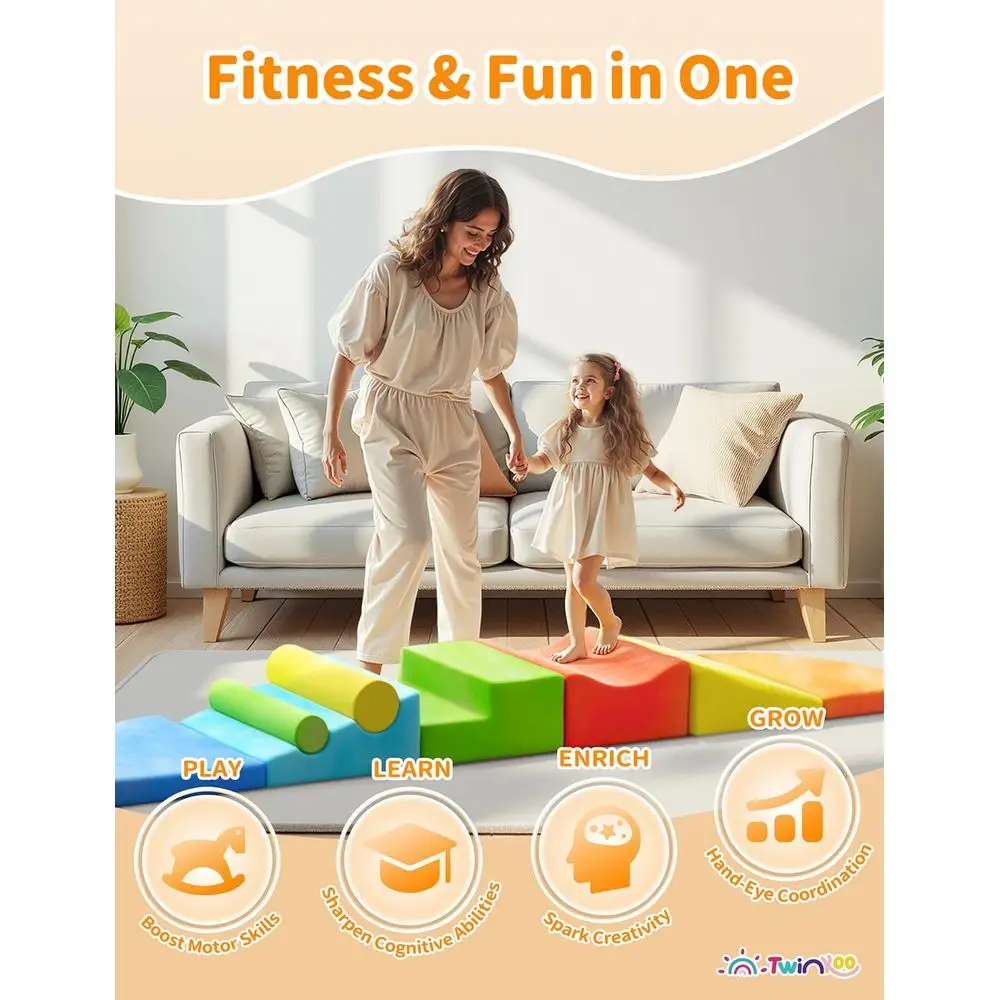 Jumbo 8-częściowy zestaw miękkich piankowych klocków do wspinaczki dla maluchów, poprawia umiejętności motoryczne i rozpoznawanie kolorów, bezpieczny zestaw do zabawy w pomieszczeniach