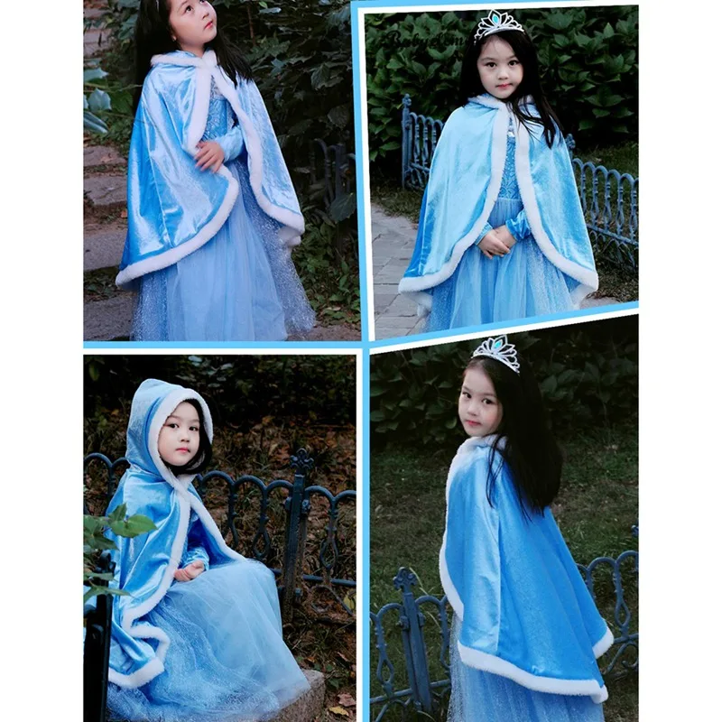 Christmas Children Warm Cloak Girls Princess Hooded Cape Kids Winter Wear Kids Xmas Costume Outfit Party Wear Cosplay