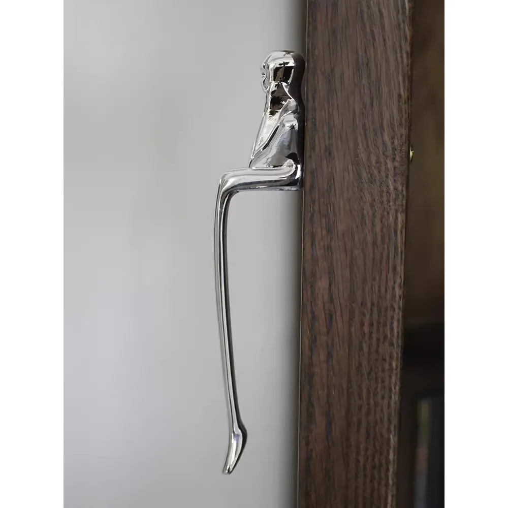 Creative Personality Man Solid Brass Handle Nordic Modern Simple Wardrobe Chrome Handle Kitchen Cabinet Drawer Gold Handle