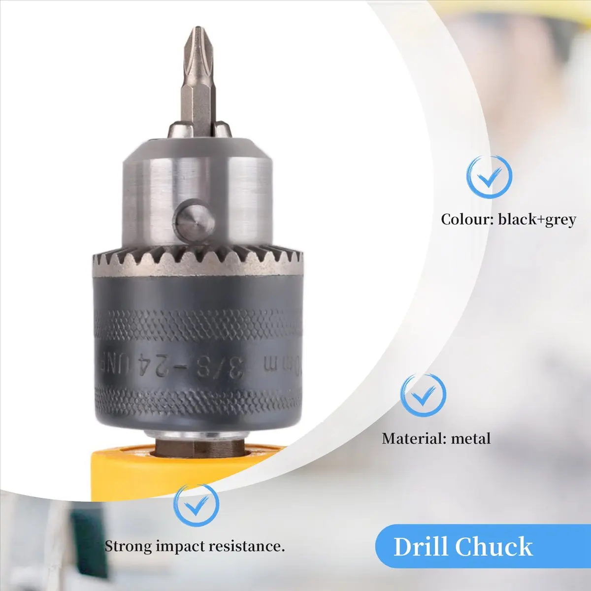 

AA49 5Pcs 1.5-10mm 3/8-24UNF Drill Chuck Set Drill Adapter Changed Impact Wrench Into Eletric Drill Chuck Drill Tool Kits