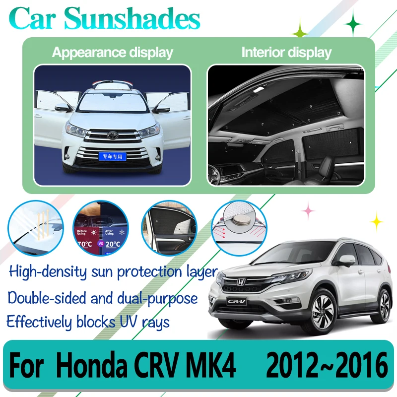 

Для Honda CR-V CRV CR V MK4 2012 ~ 2016 анти-УФ-автоматические полные солнцезащитные козырьки, солнцезащитные козырьки, автомобильные аксессуары 2015 2014