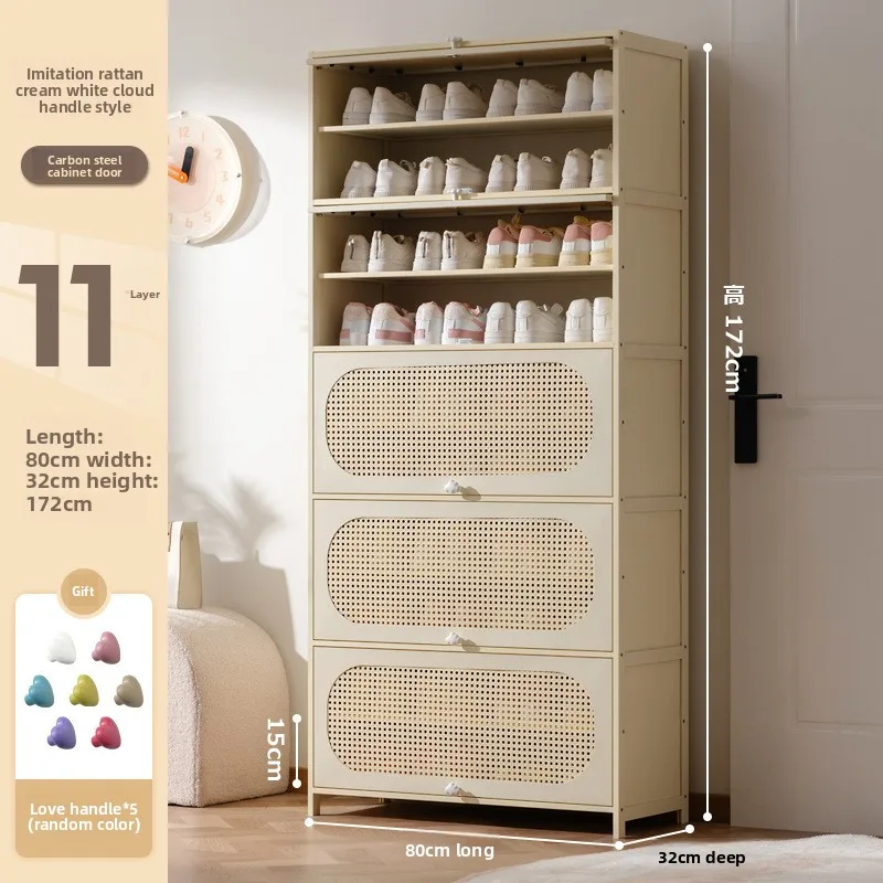 

Multi-layer locker at the entrance of the home, large-capacity storage cabinet, dust-proof shoe rack, small narrow bamboo.