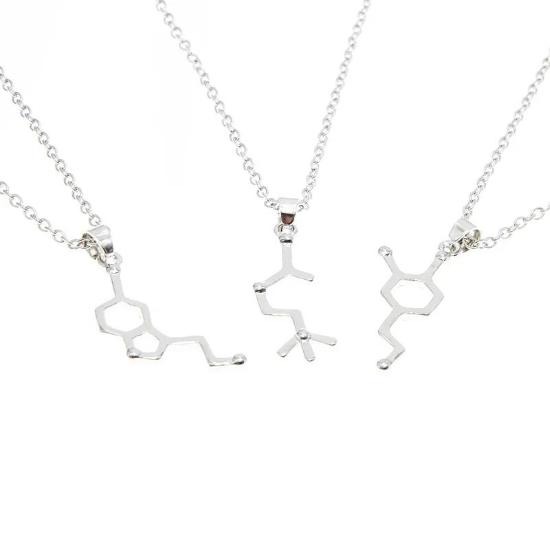 24pcs/lot Serotonin Molecule Necklace Dopamine Acetylchloine Science Jewellery