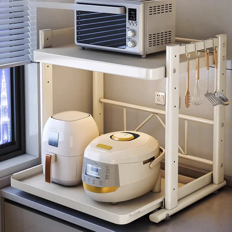 

Pull-out rice cooker rack kitchen microwave oven bracket countertop multi-function box