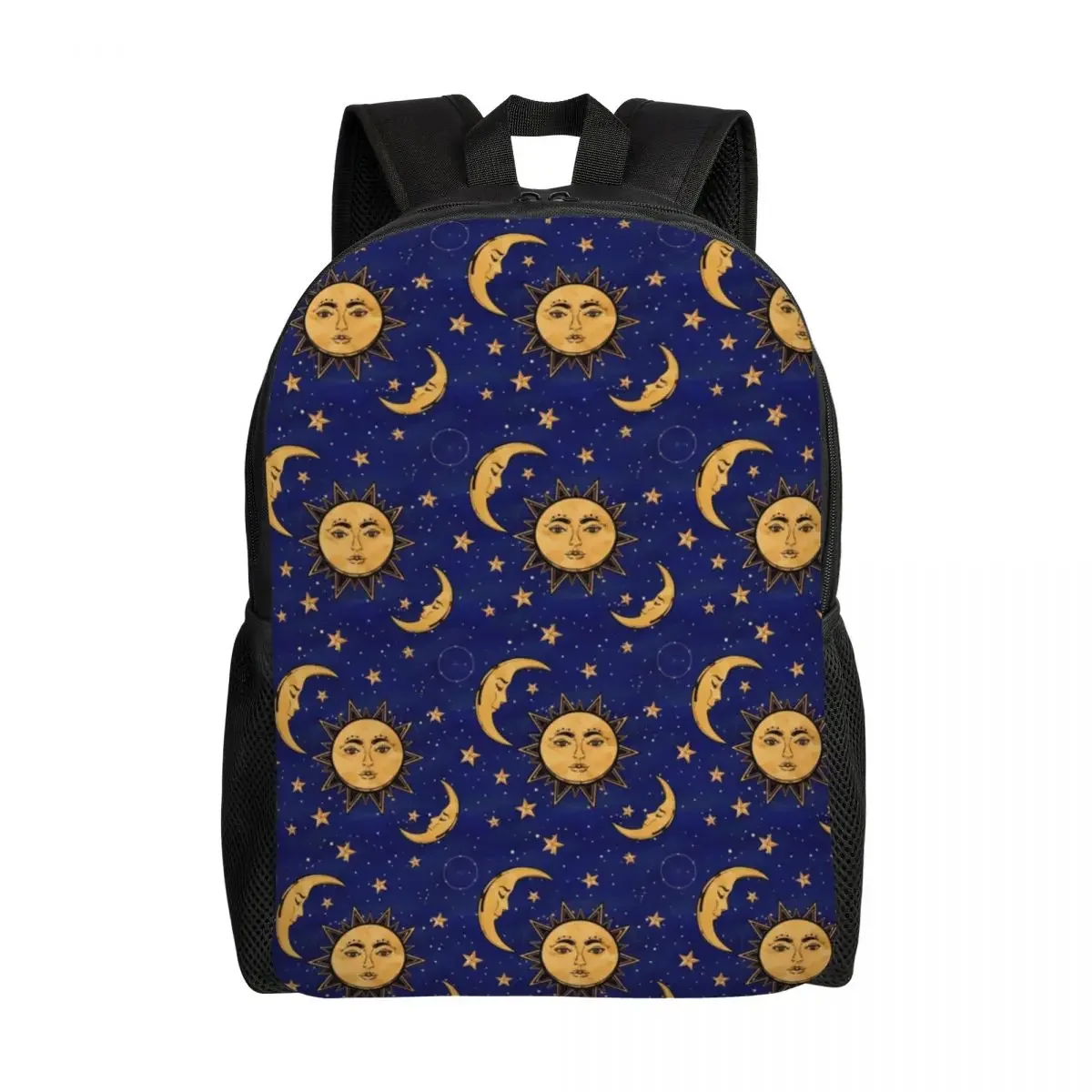 

Custom Vintage Moon And Sun Stars Celestial Backpack for Men Women School College Students Bookbag Fits 15 Inch Laptop Bags