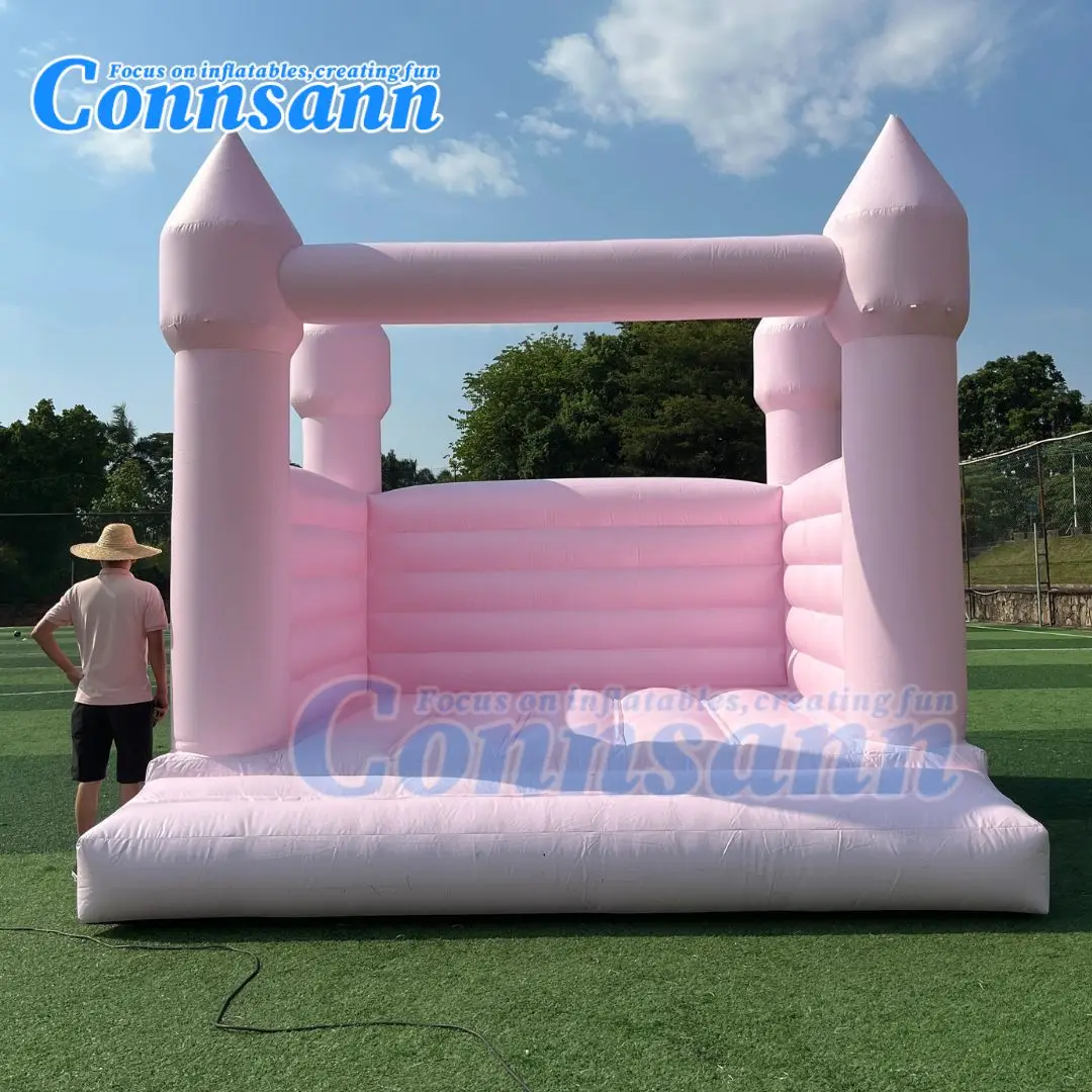 Connsann-castillo inflable de boda, casa de rebote rosa, grado comercial, certificado ASTM, 100% PVC, personalizado