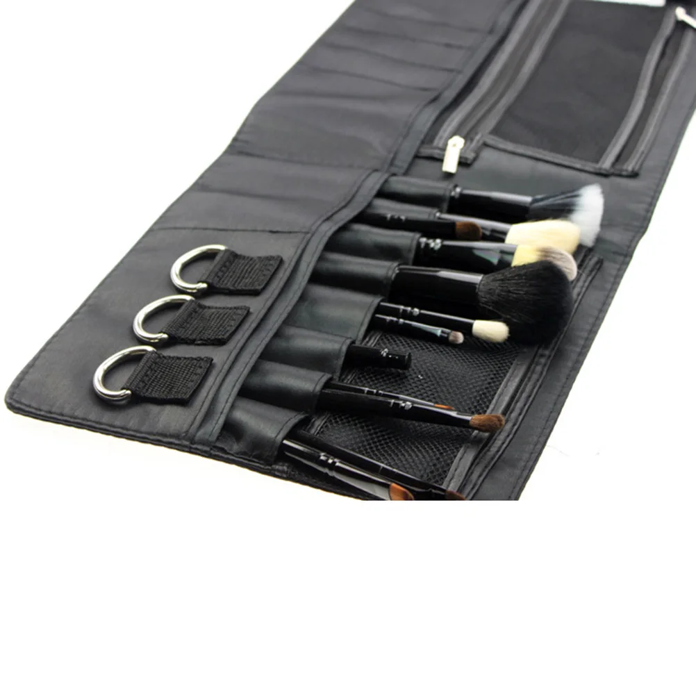 

Fiber Cloth Makeup Brush Waist Bag 7 Pouches 3 Zippered Pockets 12 Brush Holders Portable Adjustable Belt Tool Pack For Photo