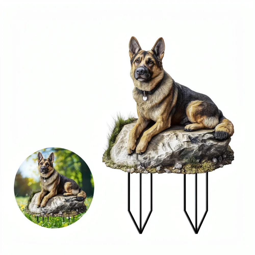 Creative German Shepherd Acrylic Garden Stake Animal Silhouette Yard Art Outdoor Lawn Decoration For Backyard Landscaping