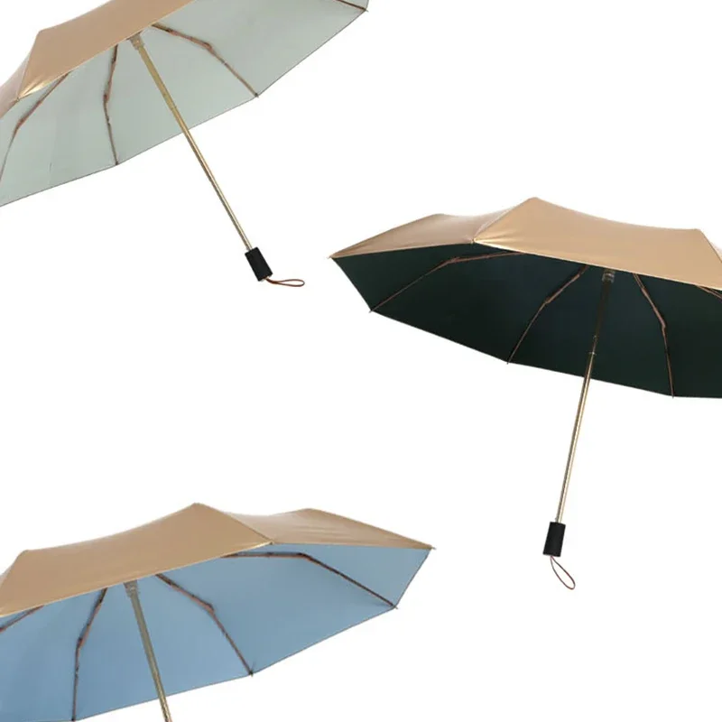 Golden Luxury Folding Umbrella Woman Sunshade Parasol Umbrella UV Blocking Summer Sun Umbrella Windproof Strong UPF50+