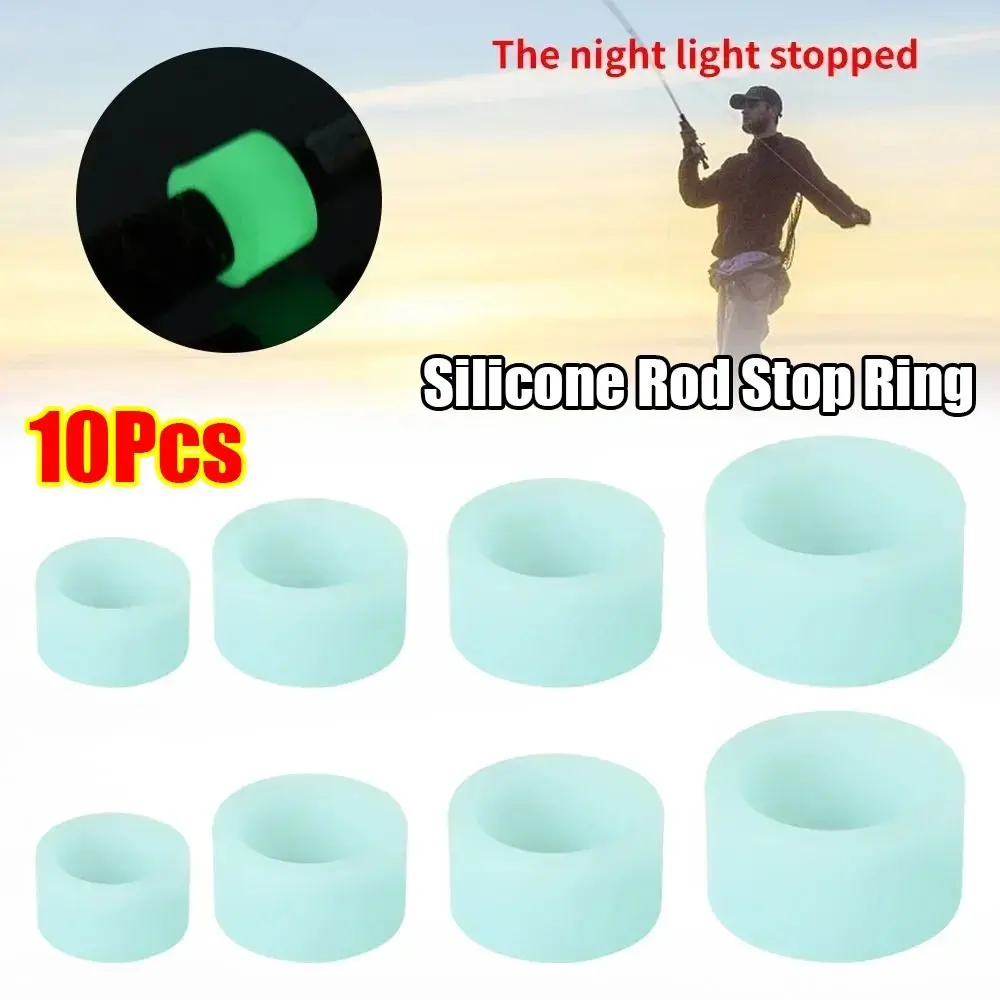 10Pcs Durable Silicone Fishing Rod Anti-skid Circle Luminous Absorbing Sweat Handle Wrapping Belt Anti-Slip Tape