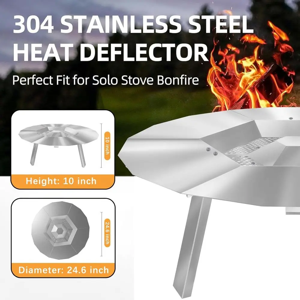Enhanced Solo Stove Bonfire 19.5 Heat Shield with 3 Legs for Superior Heat Control and Efficiency