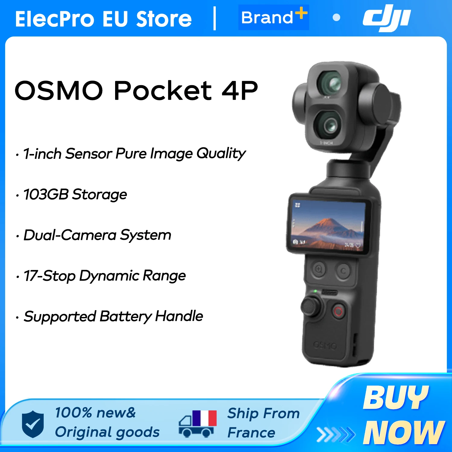 【LOCAL+】DJI Osmo Pocket 4P Dual-Camera Gimbal, 1-inch CMOS 17-stop dynamisch bereik, 4K/240fps slow-motion, 103GB opslag, Vlogging camera Osmo Pocket 4P Nieuw 2026