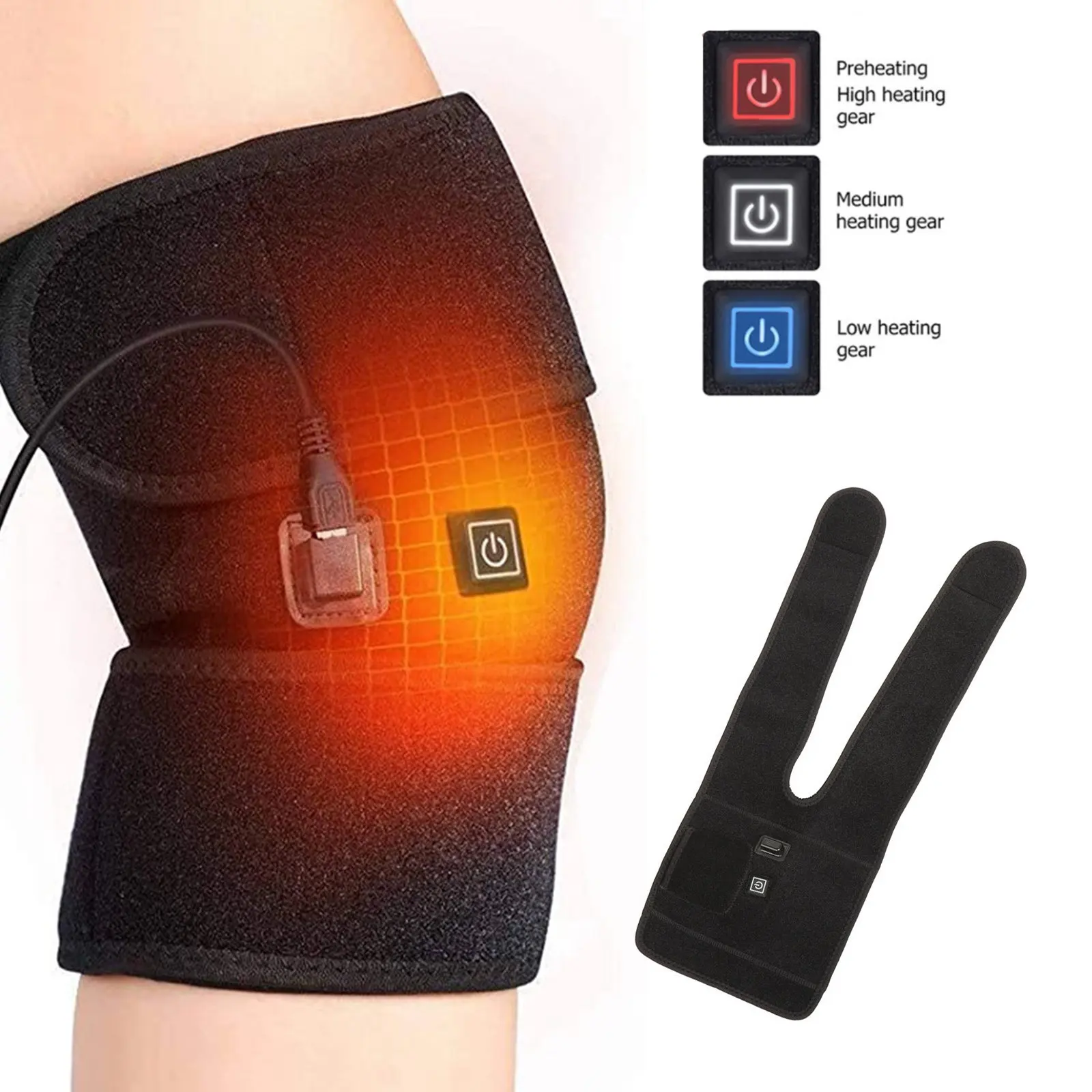 

Portable 3 Heating Modes Electric Heated Knee Pad Warm Leg Wrap Belt Brace Arthritis Pain Relief